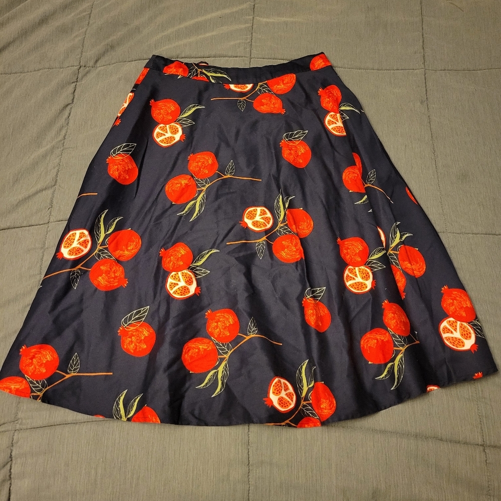 Navy Blue Pomegranite A Line skirt